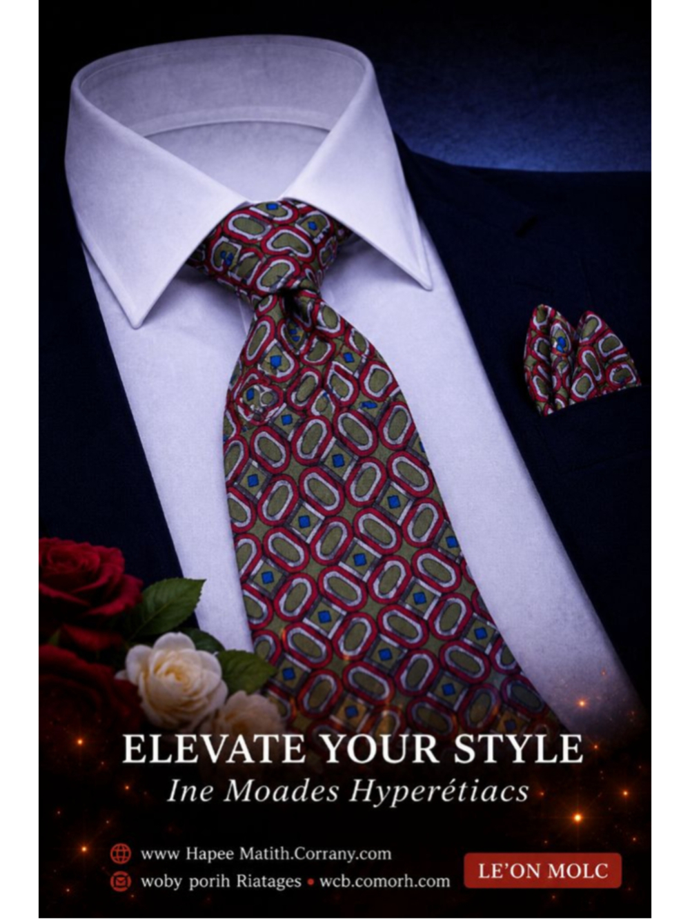DON LOPER Green Red Patterned Men's Silk Tie